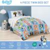 Jay Franco Bluey Twin Size Comforter Set – 4 Piece Bedding Includes Sheet Set, Pillow Covers & Bonus Duffle Bag – Super Soft Kids Bedding with Bingo, Muffin, Coco & Snickers(Multi – Bluey)