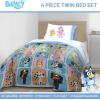 Jay Franco Bluey Twin Size Comforter Set – 4 Piece Bedding Includes Sheet Set, Pillow Covers & Bonus Duffle Bag – Super Soft Kids Bedding with Bingo, Muffin, Coco & Snickers(Multi – Bluey)