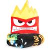 Jay Franco Bluey & Bingo Nogginz Set – 40 x 50 Inch Lightweight Travel Throw Blanket & Pillow – Kids Super Soft 2 Piece Bedding Set(Black – Anger)