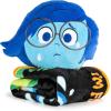 Jay Franco Bluey & Bingo Nogginz Set – 40 x 50 Inch Lightweight Travel Throw Blanket & Pillow – Kids Super Soft 2 Piece Bedding Set(Black – Sadness)