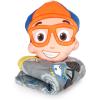 Jay Franco Bluey & Bingo Nogginz Set – 40 x 50 Inch Lightweight Travel Throw Blanket & Pillow – Kids Super Soft 2 Piece Bedding Set(Gray – Blippi)