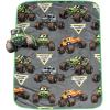 Jay Franco Bluey & Bingo Nogginz Set – 40 x 50 Inch Lightweight Travel Throw Blanket & Pillow – Kids Super Soft 2 Piece Bedding Set(Multi – Monster Jam)