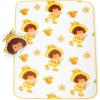 Jay Franco Bluey & Bingo Nogginz Set – 40 x 50 Inch Lightweight Travel Throw Blanket & Pillow – Kids Super Soft 2 Piece Bedding Set(White – Orange Blossom)