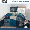 Jay Franco Kids Comforter Set Includes Sheets and Pillow Covers – Soft and Cozy Bed Set for Stylish Room Decor, Beige – Harry Potter, 5 Piece Twin Size Bedding(Blue – Star Wars 01)