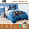 Jay Franco Kids Comforter Set Includes Sheets and Pillow Covers – Soft and Cozy Bed Set for Stylish Room Decor, Beige – Harry Potter, 5 Piece Twin Size Bedding(Blue – the Mandalorian)