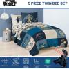 Jay Franco Kids Comforter Set Includes Sheets and Pillow Covers – Soft and Cozy Bed Set for Stylish Room Decor, Beige – Harry Potter, 5 Piece Twin Size Bedding(Blue – Star Wars 01)