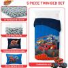 Jay Franco Kids Comforter Set Includes Sheets and Pillow Covers – Soft and Cozy Bed Set for Stylish Room Decor, Beige – Harry Potter, 5 Piece Twin Size Bedding(Blue – Blaze & the Monster Machines)