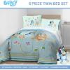 Jay Franco Kids Comforter Set Includes Sheets and Pillow Covers – Soft and Cozy Bed Set for Stylish Room Decor, Beige – Harry Potter, 5 Piece Twin Size Bedding(Blue – Bluey)