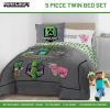 Jay Franco Kids Comforter Set Includes Sheets and Pillow Covers – Soft and Cozy Bed Set for Stylish Room Decor, Beige – Harry Potter, 5 Piece Twin Size Bedding(Grey – Minecraft Movie)