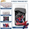 Jay Franco Kids Comforter Set Includes Sheets and Pillow Covers – Soft and Cozy Bed Set for Stylish Room Decor, Beige – Harry Potter, 5 Piece Twin Size Bedding(Black – Spiderman)