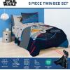 Jay Franco Kids Comforter Set Includes Sheets and Pillow Covers – Soft and Cozy Bed Set for Stylish Room Decor, Beige – Harry Potter, 5 Piece Twin Size Bedding(Dark Blue – Star Wars)