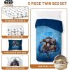 Jay Franco Kids Comforter Set Includes Sheets and Pillow Covers – Soft and Cozy Bed Set for Stylish Room Decor, Beige – Harry Potter, 5 Piece Twin Size Bedding(Blue – the Mandalorian)