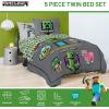 Jay Franco Kids Comforter Set Includes Sheets and Pillow Covers – Soft and Cozy Bed Set for Stylish Room Decor, Beige – Harry Potter, 5 Piece Twin Size Bedding(Grey – Minecraft Movie)