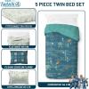 Jay Franco Kids Comforter Set Includes Sheets and Pillow Covers – Soft and Cozy Bed Set for Stylish Room Decor, Beige – Harry Potter, 5 Piece Twin Size Bedding(Blue – Fantastic Four)