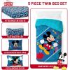 Jay Franco Kids Comforter Set Includes Sheets and Pillow Covers – Soft and Cozy Bed Set for Stylish Room Decor, Blue – Bluey & Bingo, 5 Piece Twin(Blue – Mickey Mouse)