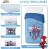 Jay Franco Kids Comforter Set Includes Sheets and Pillow Covers – Soft and Cozy Bed Set for Stylish Room Decor, Blue – Bluey & Bingo, 5 Piece Twin(Light Blue – Spidey & His Amazing Friends)