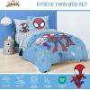 Jay Franco Kids Comforter Set Includes Sheets and Pillow Covers – Soft and Cozy Bed Set for Stylish Room Decor, Blue – Bluey & Bingo, 5 Piece Twin(Light Blue – Spidey & His Amazing Friends)