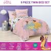 Jay Franco Kids Comforter Set Includes Sheets and Pillow Covers – Soft and Cozy Bed Set for Stylish Room Decor, Blue – Bluey & Bingo, 5 Piece Twin(Pink – Disney Princess)
