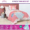 Jay Franco Kids Comforter Set Includes Sheets and Pillow Covers – Soft and Cozy Bed Set for Stylish Room Decor, Blue – Bluey & Bingo, 5 Piece Twin(Pink – Princess Cinderella)