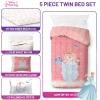 Jay Franco Kids Comforter Set Includes Sheets and Pillow Covers – Soft and Cozy Bed Set for Stylish Room Decor, Blue – Bluey & Bingo, 5 Piece Twin(Pink – Princess Cinderella)