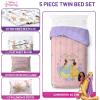 Jay Franco Kids Comforter Set Includes Sheets and Pillow Covers – Soft and Cozy Bed Set for Stylish Room Decor, Blue – Bluey & Bingo, 5 Piece Twin(Pink – Disney Princess)