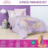 Jay Franco Kids Comforter Set Includes Sheets and Pillow Covers – Soft and Cozy Bed Set for Stylish Room Decor, Blue – Bluey & Bingo, 5 Piece Twin(Purple – Disney Princess Rapunzel)