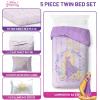 Jay Franco Kids Comforter Set Includes Sheets and Pillow Covers – Soft and Cozy Bed Set for Stylish Room Decor, Blue – Bluey & Bingo, 5 Piece Twin(Purple – Disney Princess Rapunzel)