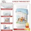 Jay Franco Kids Comforter Set Includes Sheets and Pillow Covers – Soft and Cozy Bed Set for Stylish Room Decor, Blue – Bluey & Bingo, 5 Piece Twin(White – Winnie the Pooh)