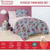 Jay Franco Kids Comforter Set Includes Sheets and Pillow Covers – Soft and Cozy Bed Set for Stylish Room Decor, Blue – Bluey & Bingo, 7 Piece Queen(Blue – Strawberry Shortcake)