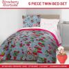 Jay Franco Kids Comforter Set Includes Sheets and Pillow Covers – Soft and Cozy Bed Set for Stylish Room Decor, Blue – Bluey & Bingo, 7 Piece Queen(Blue – Strawberry Shortcake)