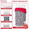 Jay Franco Kids Comforter Set Includes Sheets and Pillow Covers – Soft and Cozy Bed Set for Stylish Room Decor, Blue – Bluey & Bingo, 7 Piece Queen(Blue – Strawberry Shortcake)