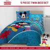 Jay Franco Kids Comforter Set Includes Sheets and Pillow Covers – Soft and Cozy Bed Set for Stylish Room Decor, Blue – Bluey & Bingo, 7 Piece Queen(Blue – Mickey Mouse)