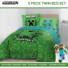 Jay Franco Kids Comforter Set Includes Sheets and Pillow Covers – Soft and Cozy Bed Set for Stylish Room Decor, Blue – Bluey & Bingo, 7 Piece Queen(Green – Minecraft Creeper)