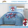Jay Franco Kids Comforter Set Includes Sheets and Pillow Covers – Soft and Cozy Bed Set for Stylish Room Decor, Blue – Bluey & Bingo, 7 Piece Queen(Light Blue – Spidey & His Amazing Friends)
