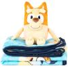 Jay Franco Kids Plush Mini Pillow Buddy & 40 x 50 Inch Travel Throw Set – Kids Super Soft 2 Piece Cuddle Blanket Set, Bluey(Blue – Bingo)