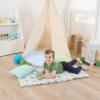 NoJo Bluey Preschool Nap Mat Sheet, Blue, Orange and Green Pinstripe (Official Bluey Licensed)