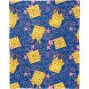 Northwest Bluey Character Hugger Pillow & Silk Touch Throw Blanket Set, 40″ x 50″, Hooray(Spongebob – Smiling)