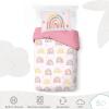 Saturday Park Bluey and Bingo Rainbow Clouds Twin Duvet Cover & Sham Set – 2 Piece 100% Organic Cotton Duvet Set – GOTS & Oeko-TEX Certified(Pink – Rainbow)