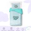 Saturday Park Bluey and Bingo Rainbow Clouds Twin Duvet Cover & Sham Set – 2 Piece 100% Organic Cotton Duvet Set – GOTS & Oeko-TEX Certified(Teal – Lay Lay)