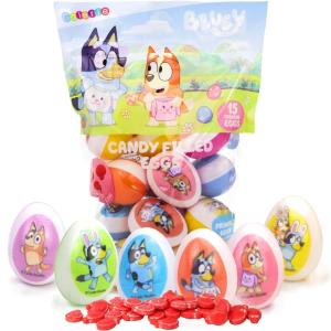 Galerie Bluey Plastic Easter Eggs, Red Hard Candy Pouches Inside, Great for Egg Hunts, 2.47 Ounces, 15 Count