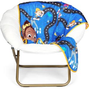Jay Franco Bluey & Bingo Nogginz Set – 40 x 50 Inch Lightweight Travel Throw Blanket & Pillow – Kids Super Soft 2 Piece Bedding Set(Blue – Blippi Meekah)