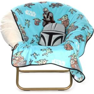 Jay Franco Bluey & Bingo Nogginz Set – 40 x 50 Inch Lightweight Travel Throw Blanket & Pillow – Kids Super Soft 2 Piece Bedding Set(Gray – the Mandalorian)