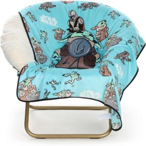 Jay Franco Bluey & Bingo Nogginz Set – 40 x 50 Inch Lightweight Travel Throw Blanket & Pillow – Kids Super Soft 2 Piece Bedding Set(Multi – the Mandalorian)