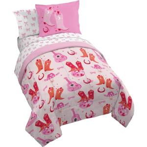 Jay Franco Kids Comforter Set Includes Sheets and Pillow Covers – Soft and Cozy Bed Set for Stylish Room Decor, Beige – Harry Potter, 5 Piece Twin Size Bedding(Pink – Cowgirl)