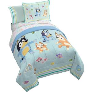 Jay Franco Kids Comforter Set Includes Sheets and Pillow Covers – Soft and Cozy Bed Set for Stylish Room Decor, Beige – Harry Potter, 5 Piece Twin Size Bedding(Blue – Bluey)