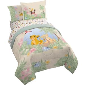 Jay Franco Kids Comforter Set Includes Sheets and Pillow Covers – Soft and Cozy Bed Set for Stylish Room Decor, Beige – Harry Potter, 5 Piece Twin Size Bedding(Multi – Lion King)