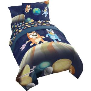 Jay Franco Kids Comforter Set Includes Sheets and Pillow Covers – Soft and Cozy Bed Set for Stylish Room Decor, Blue – Bluey & Bingo, 5 Piece Twin(Blue – Bluey & Bingo)