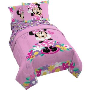 Jay Franco Kids Comforter Set Includes Sheets and Pillow Covers – Soft and Cozy Bed Set for Stylish Room Decor, Blue – Bluey & Bingo, 5 Piece Twin(Pink – Minnie Mouse 02)