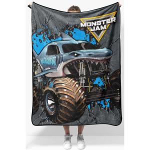 Jay Franco Kids Plush Throw Blanket – Soft & Comfy Throw for Couch or Bed – Cozy Home Décor for Living Room & Bedroom, Pink – Bluey, 40×50 – Travel Blanket(Gray – Monster Jam)