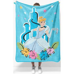 Jay Franco Kids Plush Throw Blanket – Soft & Comfy Throw for Couch or Bed – Cozy Home Décor for Living Room & Bedroom, Pink – Bluey, 40×50 – Travel Blanket(Blue – Disney Princess Cinderella)